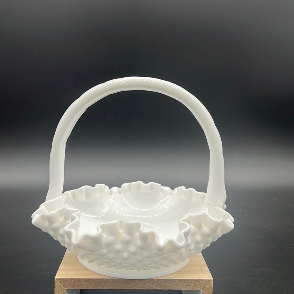Milk glass basket